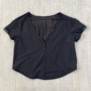 Lululemon Var-City Cropped Jersey Black Mesh Top